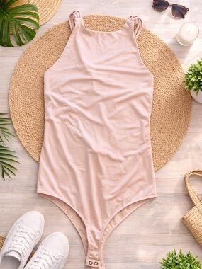Express Light Pink High Neck Bodysuit